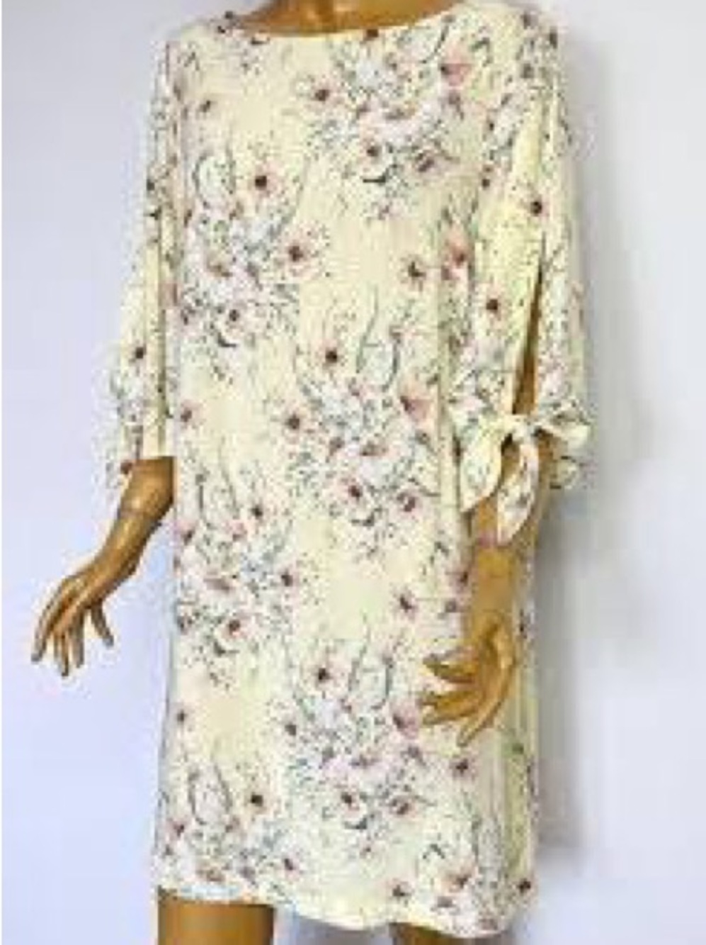 H&M Yellow Floral Tie-Sleeve Mini Dress